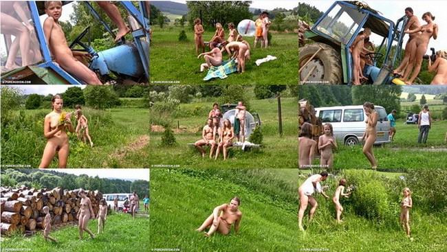 Videos mit jungen Nudisten in der Natur - Grasige Fitness im Freien [FKK Archiv]